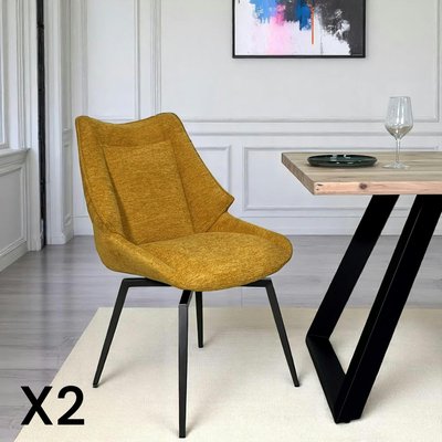 Chaise design tissu microfibre moutarde (lot de 2) IENA PIER IMPORT