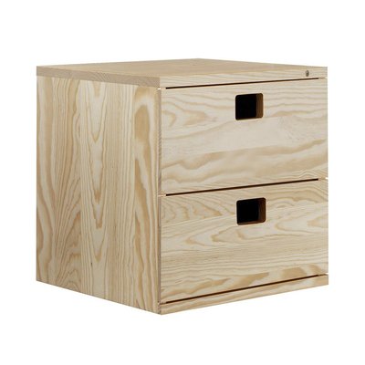 Bloc 2 tiroirs en pin massif - L36,2 x H36,2 cm CALICOSY