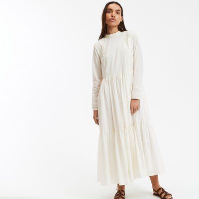 Robe longue voile de coton brodée manches longues LA REDOUTE COLLECTIONS