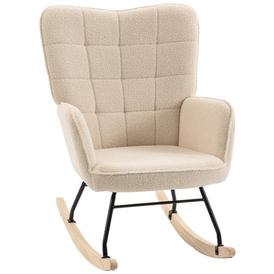 Fauteuil à bascule Revêtement bouclette Beige HOMCOM