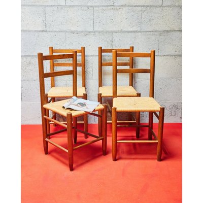 Lot de 4 chaises en bois Claude N°1313 - Bon état DEBONGOUT