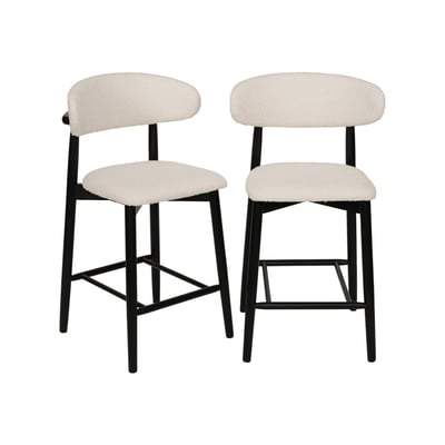 Tabouret de bar bois d'hévéa et tissu bouclette (lot de 2)  PAOLA SWEEEK