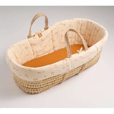 Couffin bébé en fibres naturelles avec habillage tissu SAUTHON