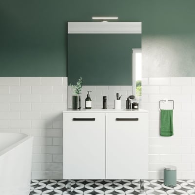 Meuble salle de bain vasque intégrée 2 portes + miroir - CHELSEA HOMIFAB