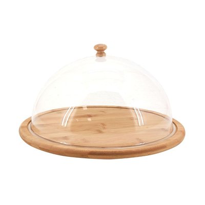 Plateau rond en bambou avec cloche AUBRY GASPARD