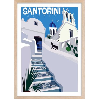 Poster de santorini blanc bleu HEXOA