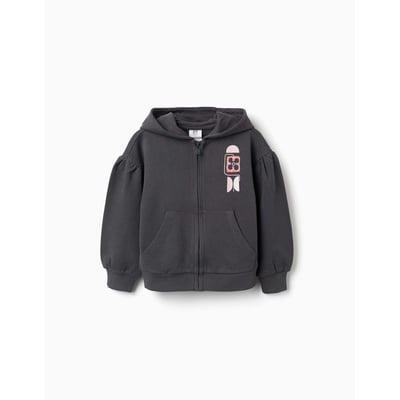 Sweat zippé en coton à capuche et imprimé floral ZIPPY