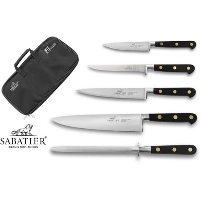Trousse de cuisinier 4 couteaux + 1 fusil Sabatier Chef - Total exclu SABATIER