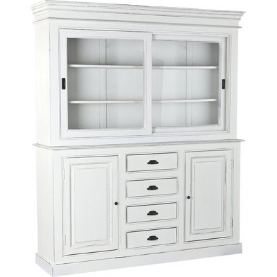 Vitrine romantique blanche en bois de manguier et verre RECOLLECTION