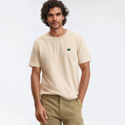Regular Fit Crew Neck T-Shirt with Coffee Embroidery LA REDOUTE COLLECTIONS