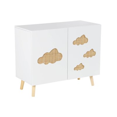 Commode enfant 2 portes avec nuages en cannage NEPHOS SWEEEK