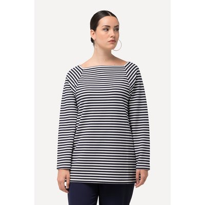 Sweat rayé en tissu texturé. Encolure carrée ULLA POPKEN