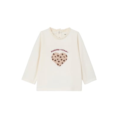 T-shirt bébé manches longues avec motif coeur léopard VERTBAUDET