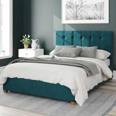 Hepburn Plush Velvet Storage Ottoman Bed with Vertical Buttoned Upholstered Headboard ASPIRE