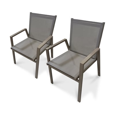 Lot de 2 fauteuils de jardin empilables en aluminium FLORIDE DCB GARDEN