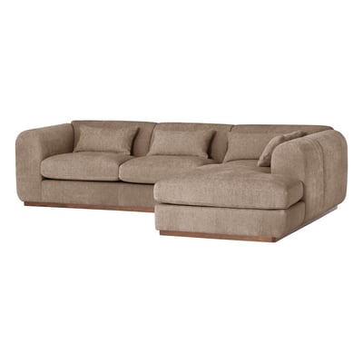 Canapé d’angle droit en velours texturé BRENVO WOOOD