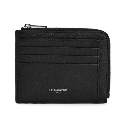 Porte cartes zip en L en cuir grainé EMILE LE TANNEUR