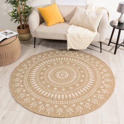 Tapis de salon rond intérieur extérieur motifs éthniques NATURE NAZAR RUGS