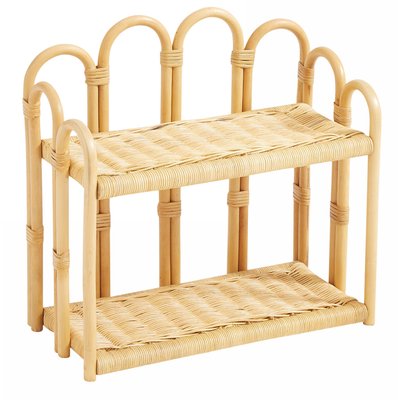 Etagere suspendue murale 2 niveaux, rotin naturel, BELEM NORDLYS