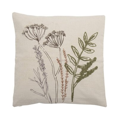 Coussin décoratif fleurs brodées coton  BEA BLOOMINGVILLE