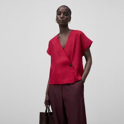 Chemise courte croisée en ramie mélangée ADOLFO DOMINGUEZ
