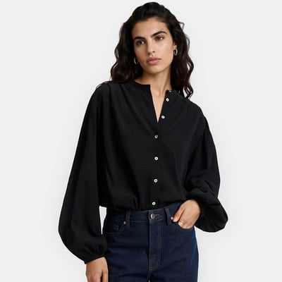 Signaturer Lise Oversized skjorta med mandarinkrage LA REDOUTE COLLECTIONS