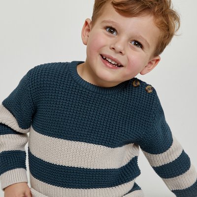 Striped Cotton Jumper in Chunky Knit with Crew Neck LA REDOUTE COLLECTIONS