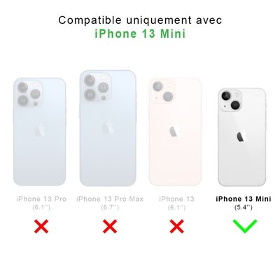 Coque Anti-choc compatible Magsafe pour Iphone 13 Mini Transparente + 2 protections écran et 2 protections objectif caméra EVETANE