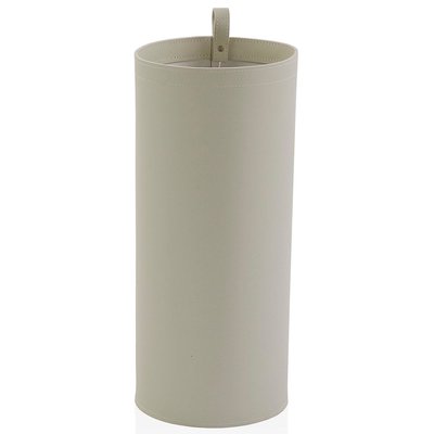 Porte-parapluies rond en similicuir beige crème 20x20x48cm VERSA