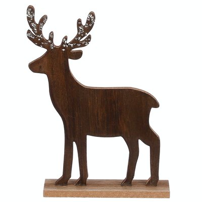 Décoration de Noël à poser, cerf avec bois pailletés PIER IMPORT