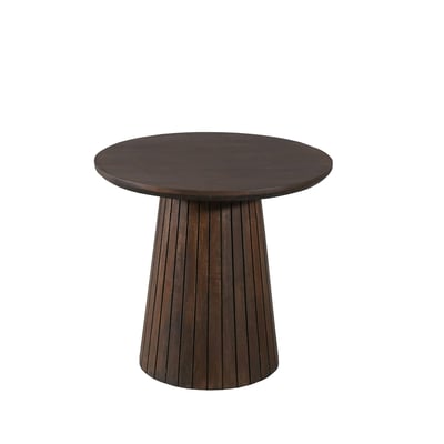 Table d'appoint ronde bois marron à pied rainuré Ø50 cm CALERO PIER IMPORT