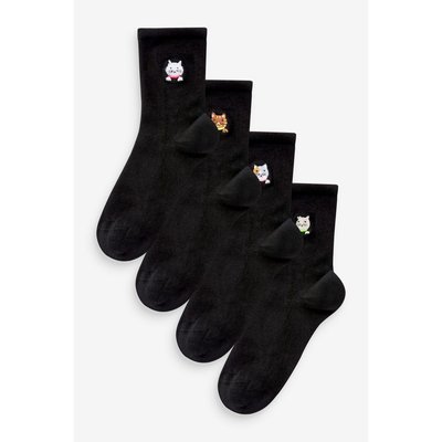 Chaussettes à motif chat brodé, lot de 4 NEXT
