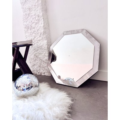 Miroir en métal brossé Igor N°667 - Bon état DEBONGOUT