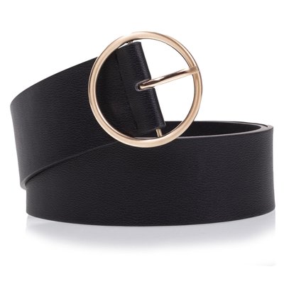 Ceinture large, et grande boucle ronde dorée ISOTONER