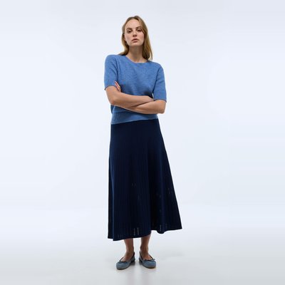Jupe midi en maille ajourée MONOPRIX