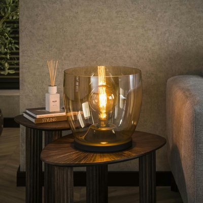 Lampe de salon moderne avec vasque en verre ambré 32 cm NIAGARA PIER IMPORT
