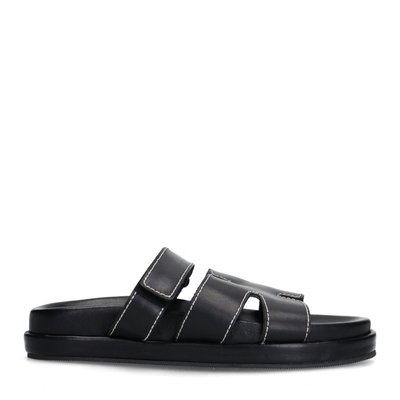 Claquettes en cuir avec bande velcro SACHA