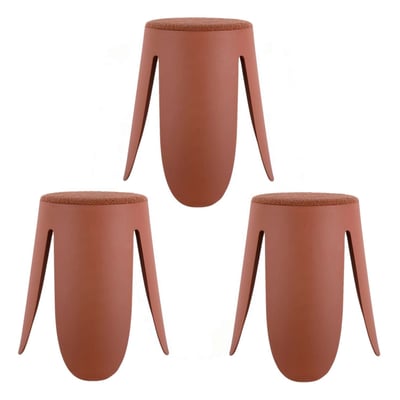 Lot de 3 tabourets empilables avec assise en bouclette KEYSTONE PRESENT TIME