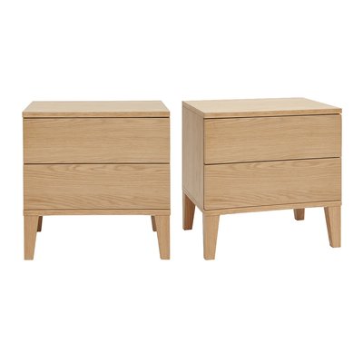 Tables de chevet avec rangements 2 tiroirs scandinave bois clair chêne L50 cm (lot de 2) FREDDY MILIBOO