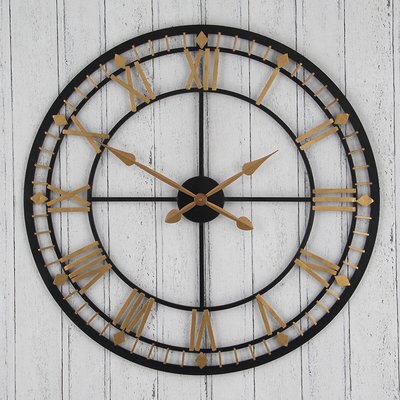80cm Antique Bronze and Gold Metal Wall Clock SO'HOME