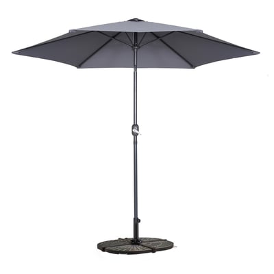 Parasol droit inclinable 3m et 4 dalles lestées, MATERA OVIALA