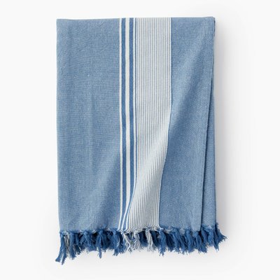 Fouta simple grande taille, tissée teint rayé matelassé, 180x200cm, 100% coton bio MONOPRIX