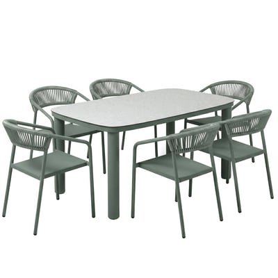 Table de jardin en aluminium 150x90 cm et 6 chaises, NOCERA OVIALA