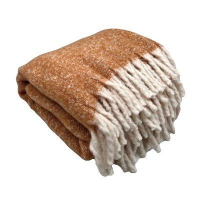 Plaid aspect mohair à franges torsadées TOISON D OR