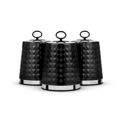 Set of 3 Solitaire Tea Coffee Sugar Canisters TOWER
