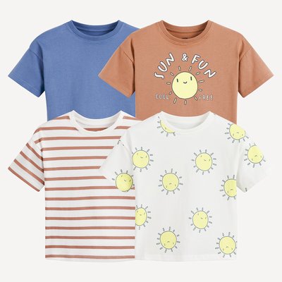 Lot de 4 T-shirts col rond imprimés LA REDOUTE COLLECTIONS