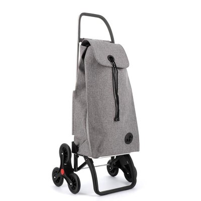 IMAX TWEED - Chariot de course pliable - 6 roues - Gris clair - Élégant et robuste, structure en aluminium, sac imperméable au design tweed ROLSER
