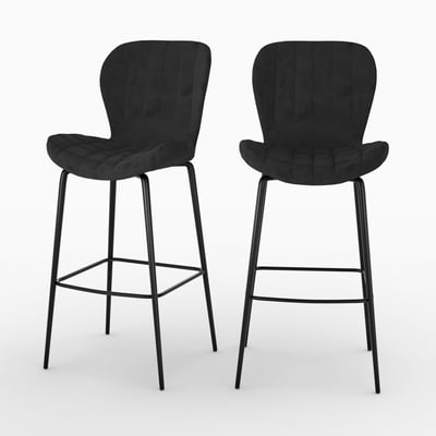 Lot de 2 chaises de bar 75 cm en velours - MAZZIA MAISON PAVANE