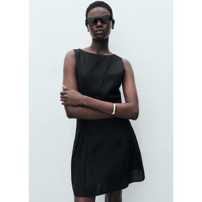 Robe courte en lin mélangé à plis MANGO