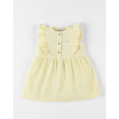 Robe en crêpe de coton rayée, jaune/écru NOUKIE'S